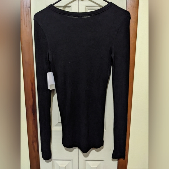 BP NWT Black Long Sleeve Ribbed Sheer Shirt Size Medium - Picture 8 of 8